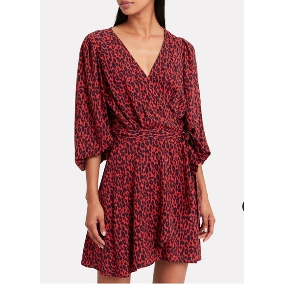 IRO Boina Rad & Black colors Leopard Wrap Dress size 8 or EUR 40 - Picture 2 of 15